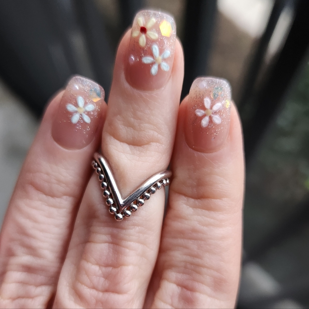 Handmade Sterling Silver 925 Silver V-Shaped Beaded Ring Sz 3 Midi Pinkie Ring